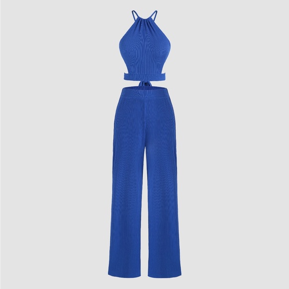 Cider Pants - HALTER CROP TOP & HIGH WAIST STRAIGHT LEG TROUSERS SET